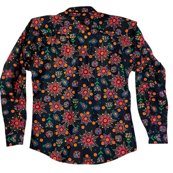 Rocky Mountain Clothing Button Down Shirt Black Red Star Print XS - Picture 3 of 10